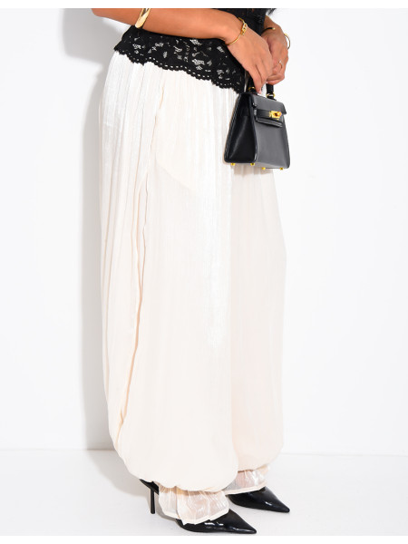 Pantalon bouffant en maille irrisée