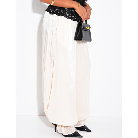 Pantalon bouffant en maille irrisée