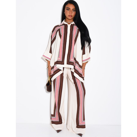 Flowy patterned shirt and pants set