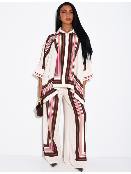 Flowy patterned shirt and pants set
