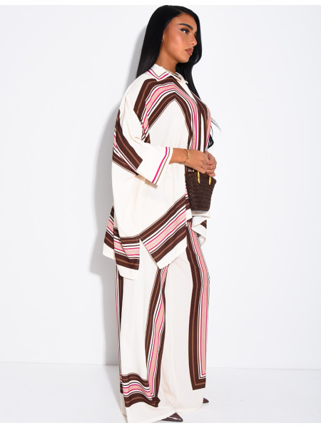 Flowy patterned shirt and pants set