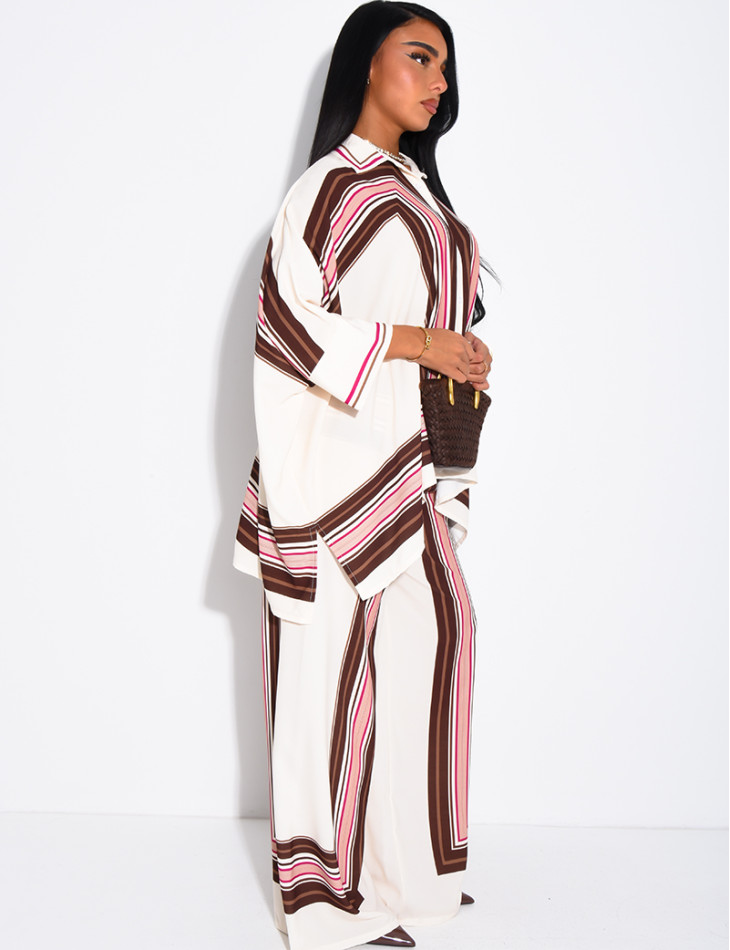 Flowy patterned shirt and pants set