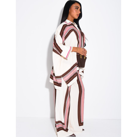 Flowy patterned shirt and pants set