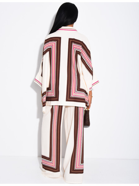 Flowy patterned shirt and pants set