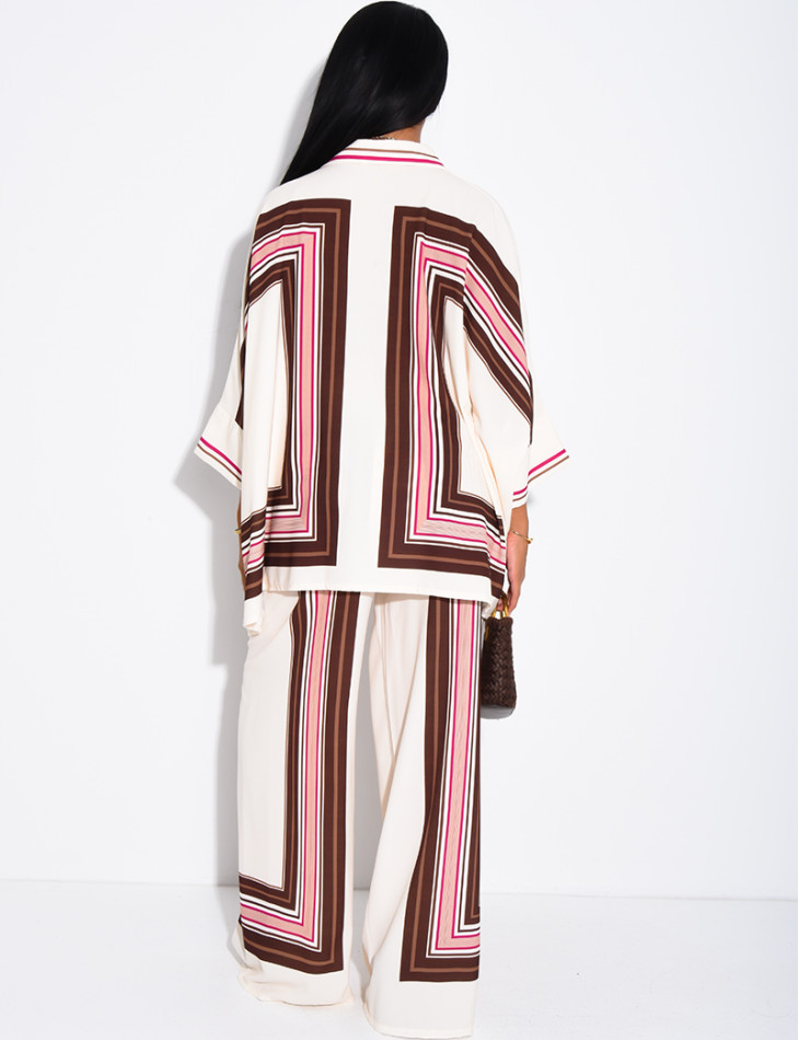 Flowy patterned shirt and pants set