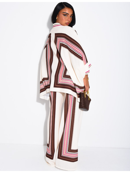 Flowy patterned shirt and pants set