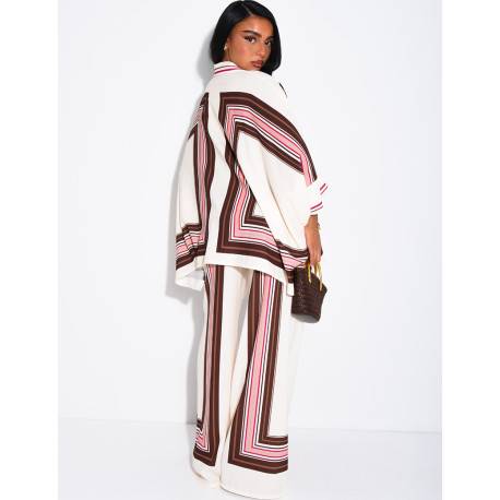 Flowy patterned shirt and pants set