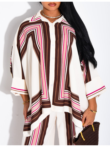 Flowy patterned shirt and pants set