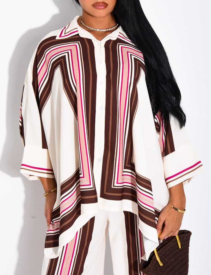 Flowy patterned shirt and pants set