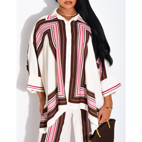 Flowy patterned shirt and pants set
