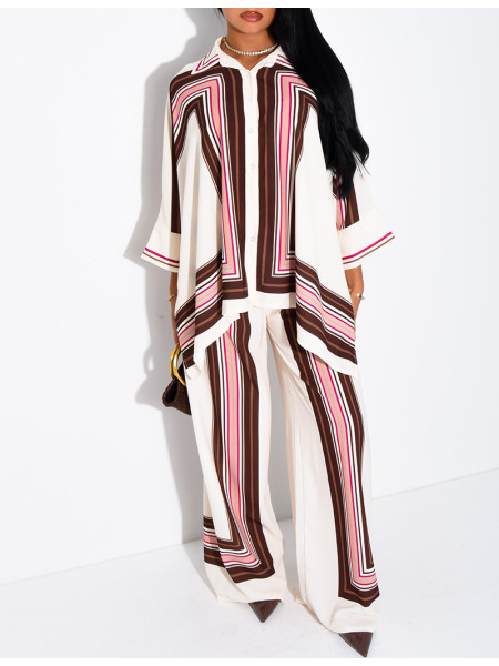 Flowy patterned shirt and pants set
