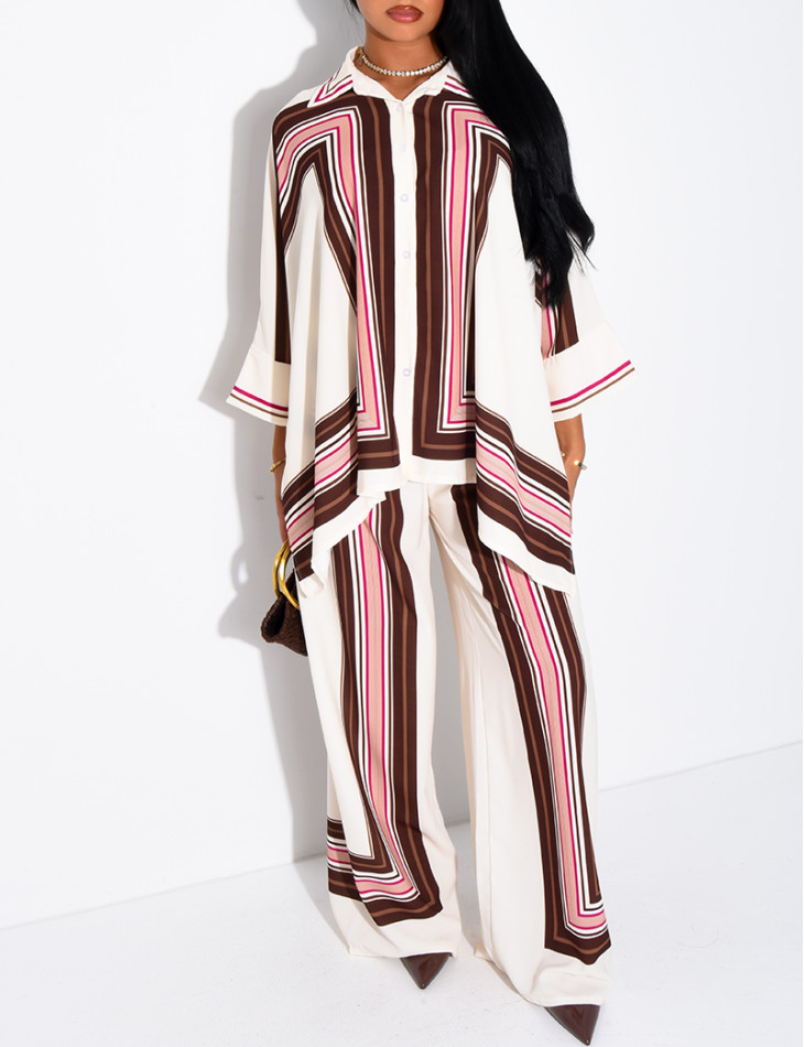 Flowy patterned shirt and pants set