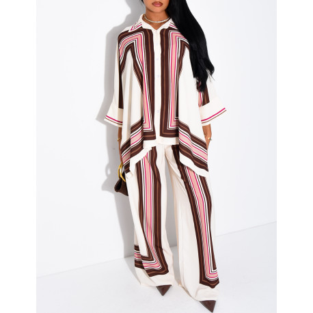 Flowy patterned shirt and pants set