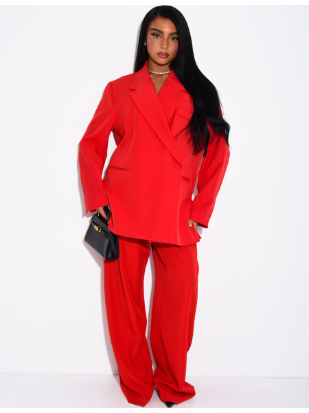 Premium-Set aus Oversize-Blazer mit Schlitzen und gerader Anzughose