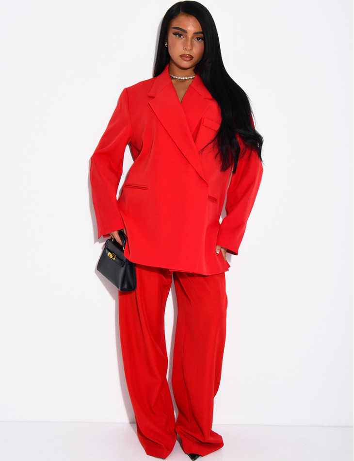 Premium-Set aus Oversize-Blazer mit Schlitzen und gerader Anzughose