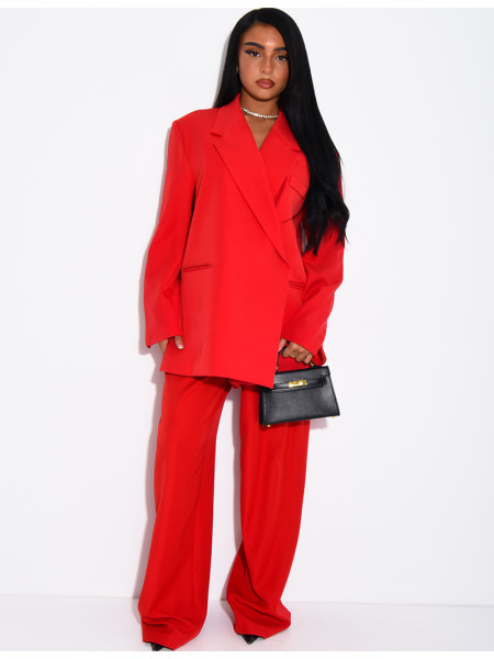 Premium-Set aus Oversize-Blazer mit Schlitzen und gerader Anzughose
