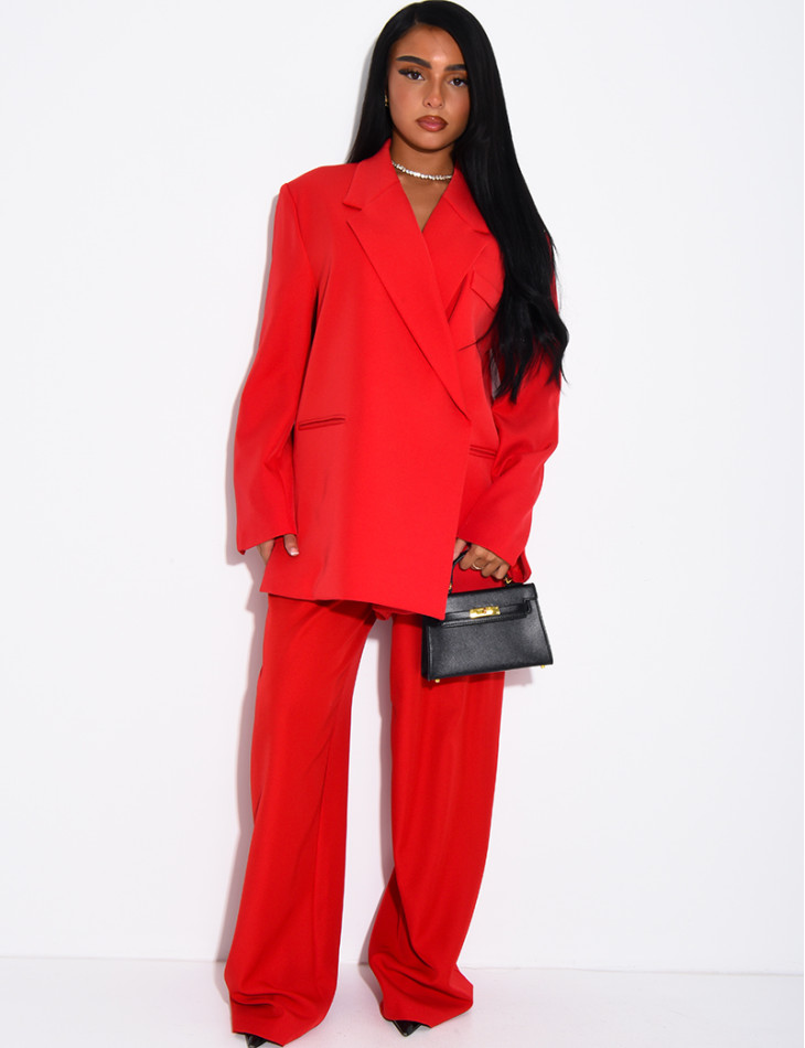 Premium-Set aus Oversize-Blazer mit Schlitzen und gerader Anzughose