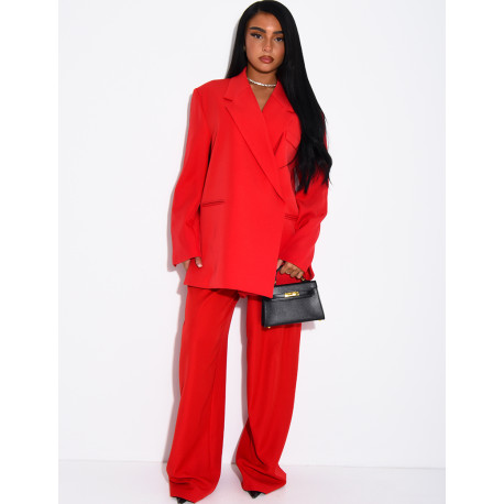 Premium-Set aus Oversize-Blazer mit Schlitzen und gerader Anzughose