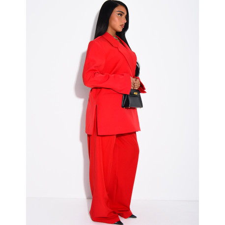 Premium-Set aus Oversize-Blazer mit Schlitzen und gerader Anzughose