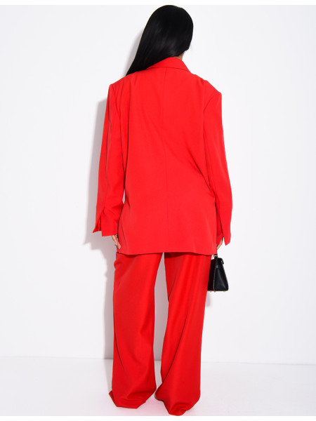 Premium-Set aus Oversize-Blazer mit Schlitzen und gerader Anzughose
