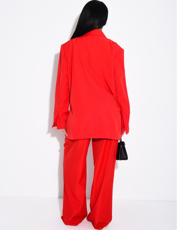 Premium-Set aus Oversize-Blazer mit Schlitzen und gerader Anzughose