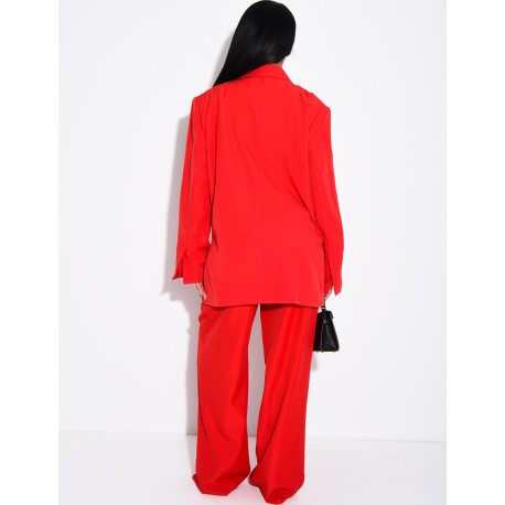 Premium-Set aus Oversize-Blazer mit Schlitzen und gerader Anzughose