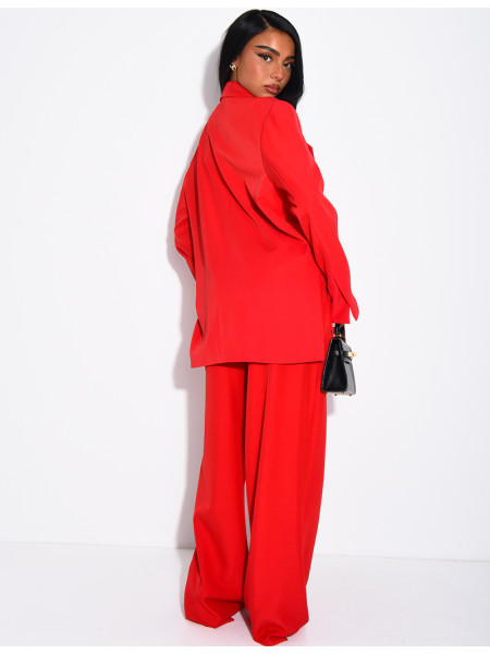 Premium-Set aus Oversize-Blazer mit Schlitzen und gerader Anzughose