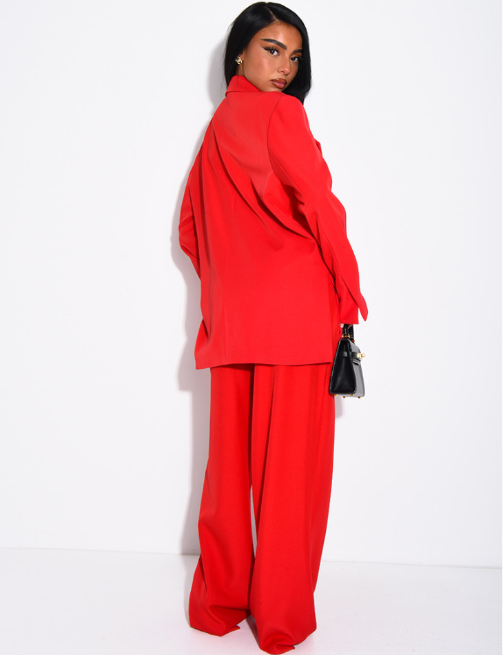 Premium-Set aus Oversize-Blazer mit Schlitzen und gerader Anzughose