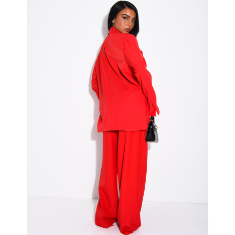 Premium-Set aus Oversize-Blazer mit Schlitzen und gerader Anzughose