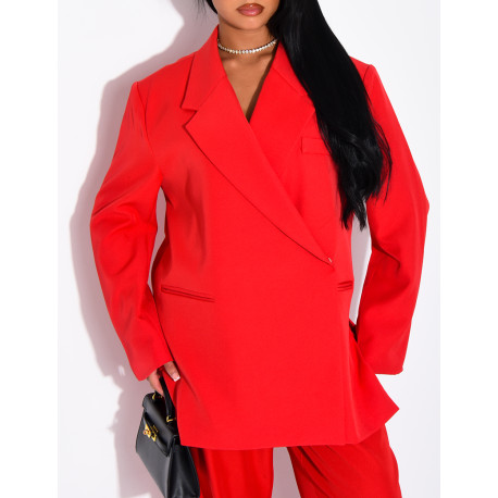 Premium-Set aus Oversize-Blazer mit Schlitzen und gerader Anzughose