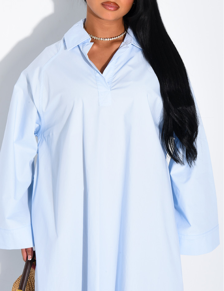 Oversize-Kleid aus Baumwolle mit Hemdkragen