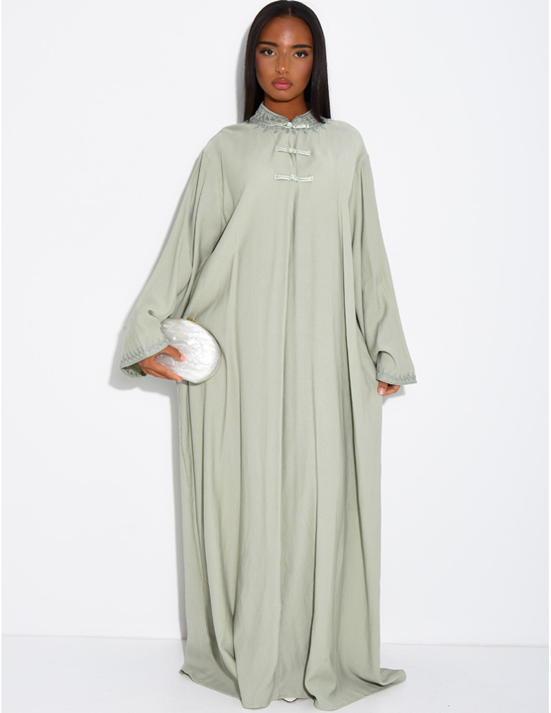 Abaya in Leinenoptik mit...