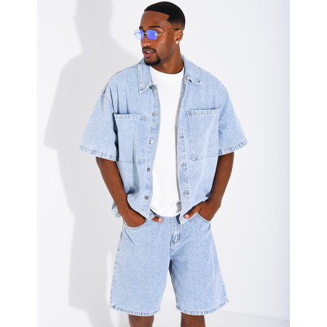 Ensemble en jeans short et chemise