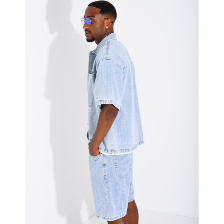Ensemble en jeans short et chemise