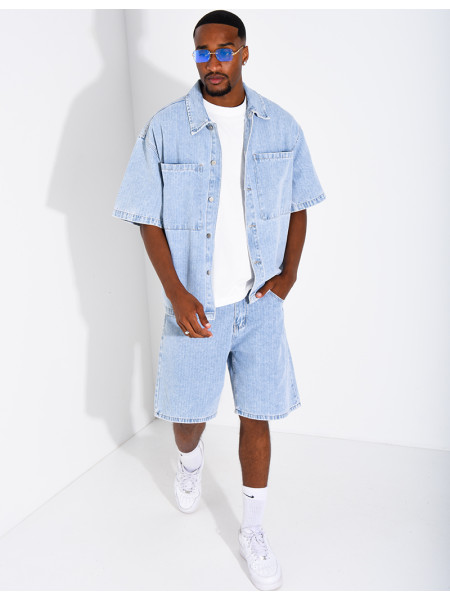 Ensemble en jeans short et chemise