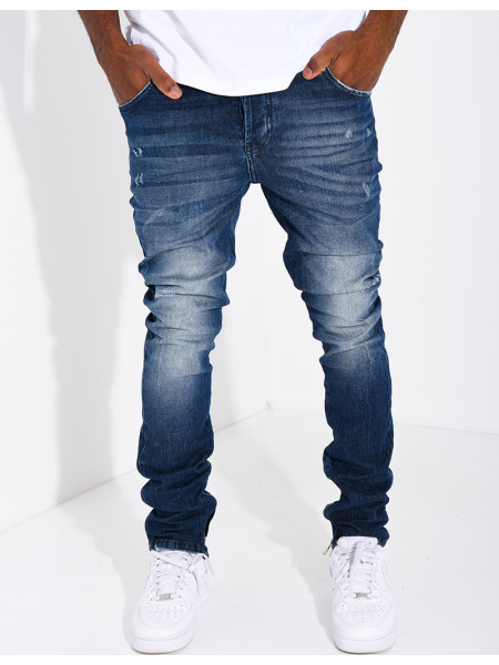 Jeans coupe droite destroy