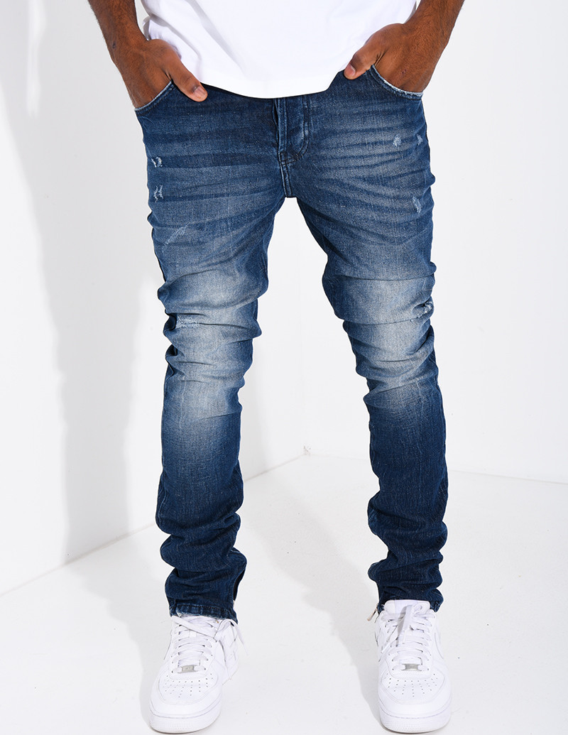 Jeans coupe droite destroy