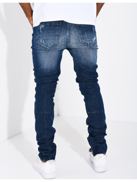 Jeans coupe droite destroy