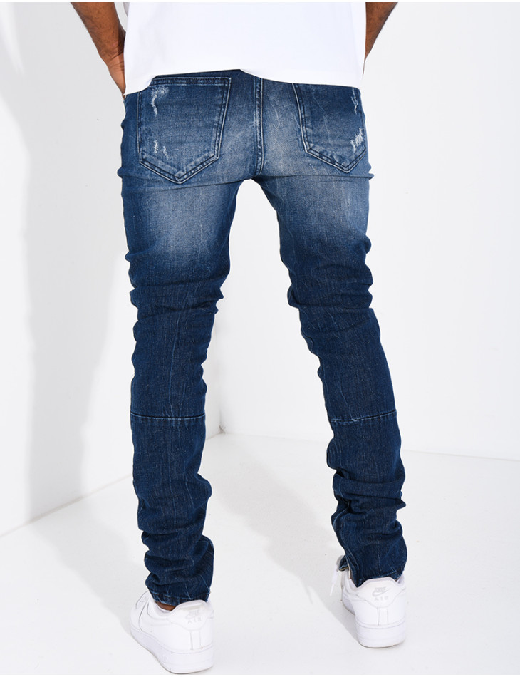 Jeans coupe droite destroy