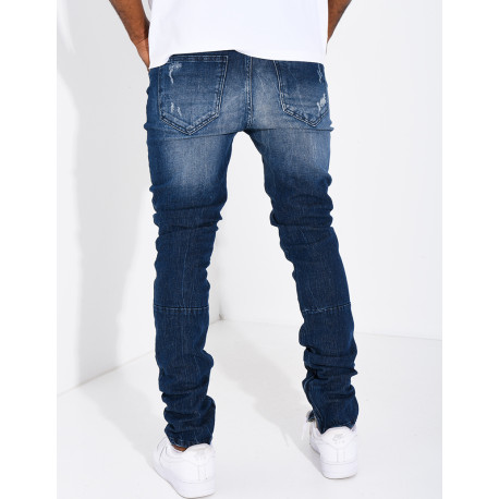 Jeans coupe droite destroy