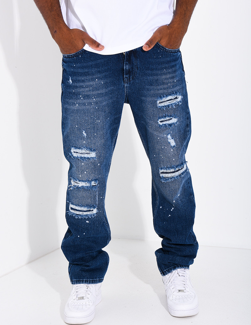 Jeans coupe droite destroy...