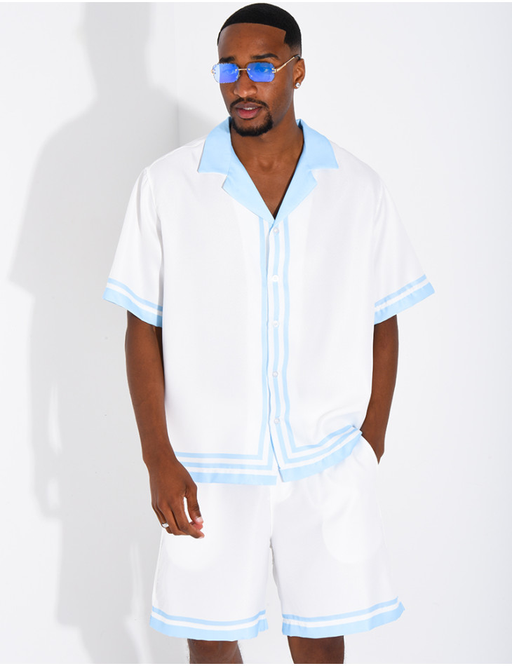 Ensemble short et chemise à bordures contrastantes