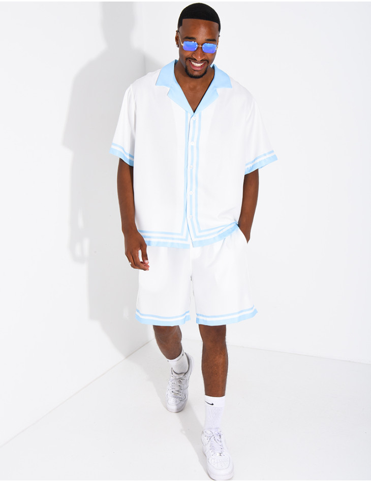 Ensemble short et chemise à bordures contrastantes