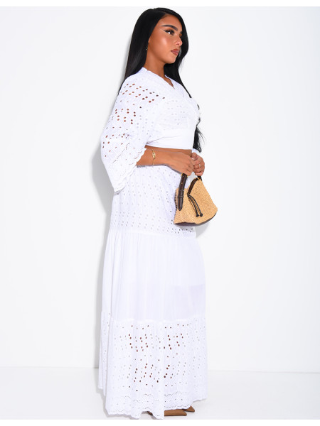Long Skirt and Embroidered Top Set