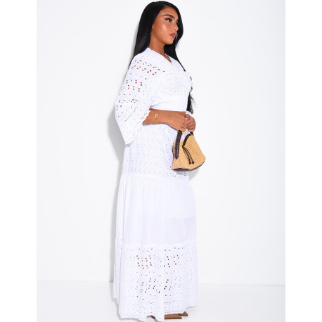 Long Skirt and Embroidered Top Set