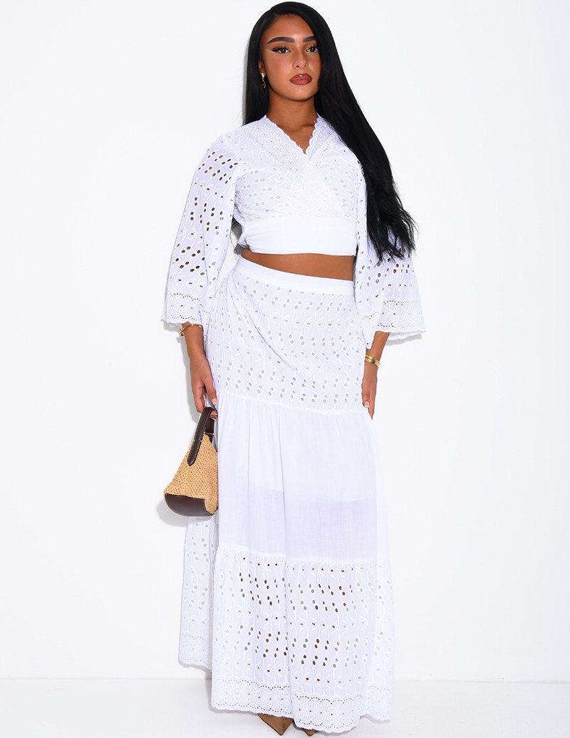 Long Skirt and Embroidered...
