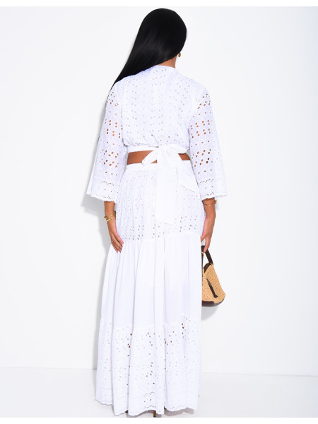 Long Skirt and Embroidered Top Set