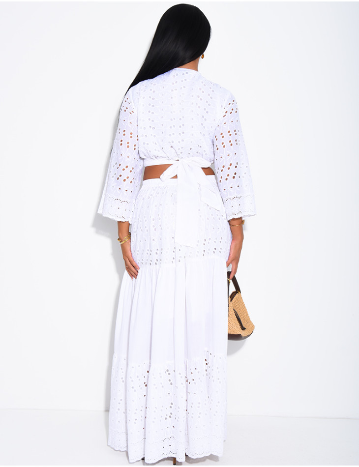 Long Skirt and Embroidered Top Set
