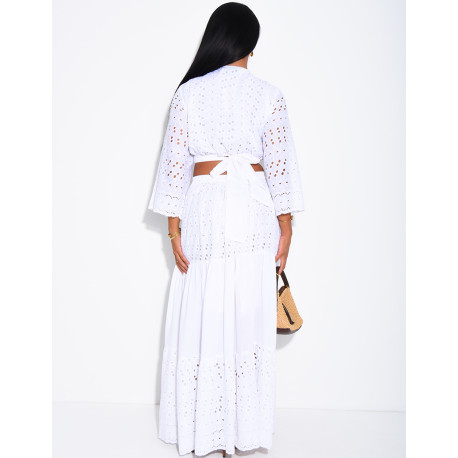 Long Skirt and Embroidered Top Set