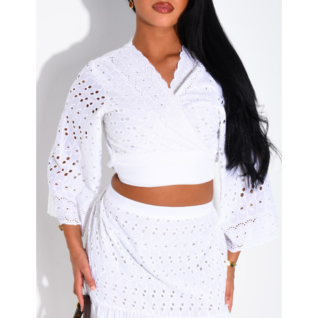 Long Skirt and Embroidered Top Set